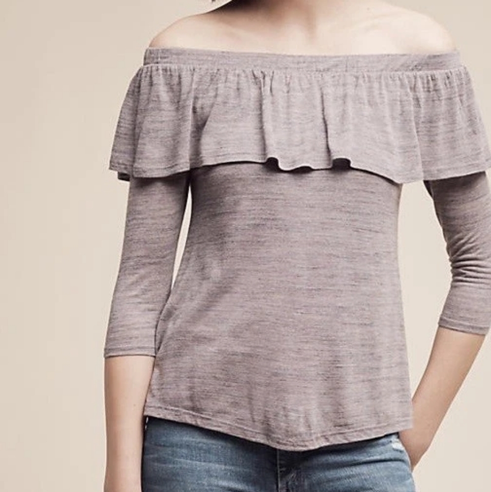 Dolan Three-Quarter-Sleeved Off-The-Shoulder Top With Ruffle - Medium